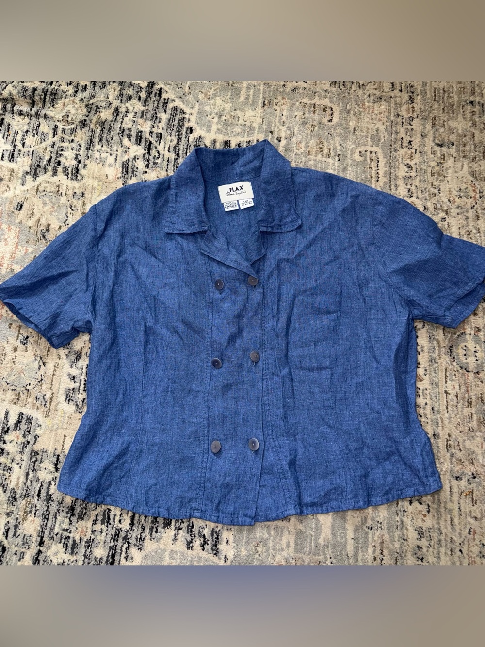 Flax Linen blouse large blue